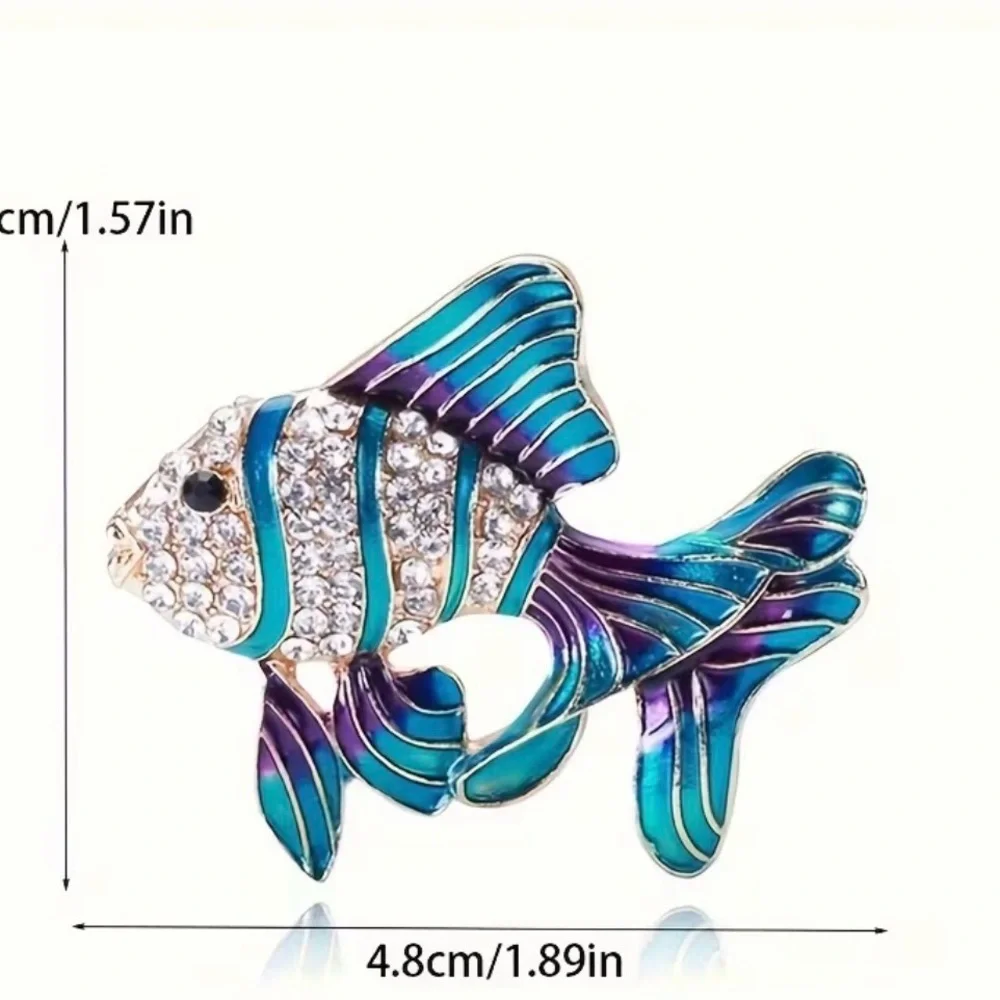 Vintage Elegance: Sparkling Rhinestone Fish Brooch - Perfect Gift for Ladies
